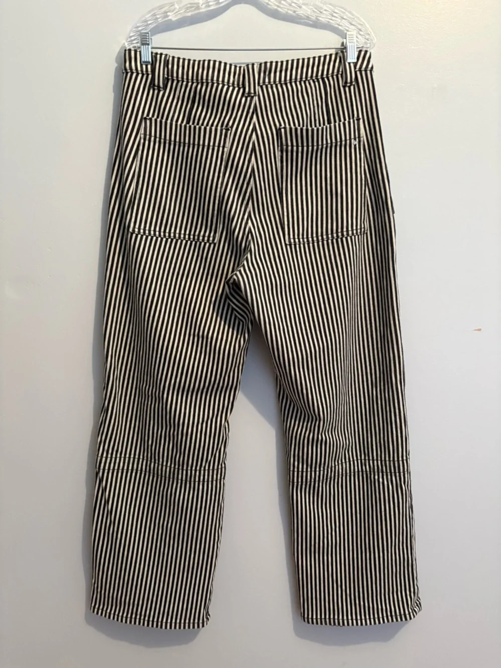Mica Denim Size 31 Straight Leg Striped Breck Black Gray Jeans Super High Rise - Picture 10 of 16